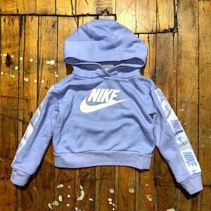 Nike Hoodie Kids 2T Blue Fleece Swoosh Logo Long Sleeve Kangaroo Pocket Pullover
